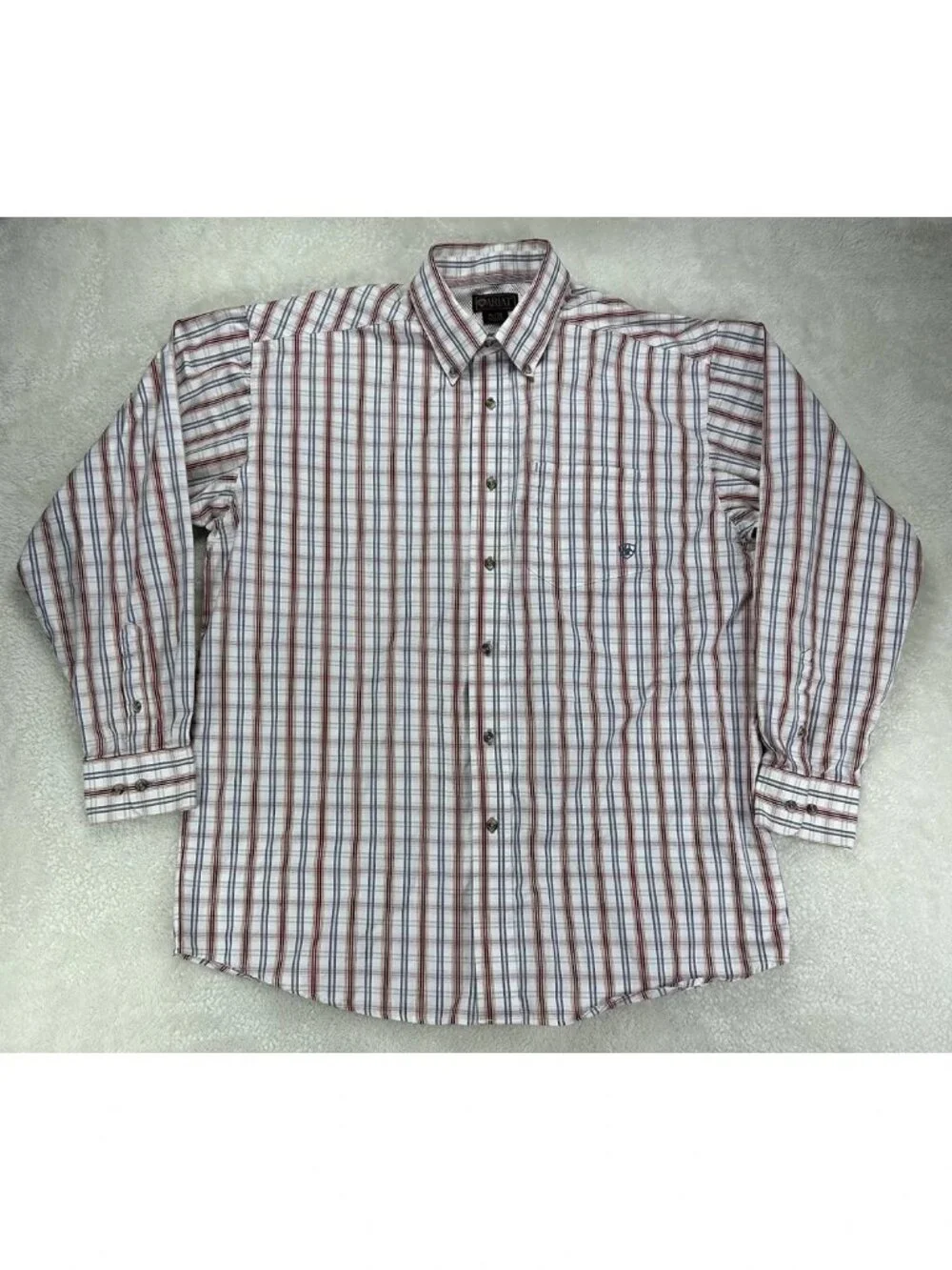 ARIAT Shirt Mens XL Long Sleeve Plaid Button Down Shirt Armpit Vent Cotton Blend